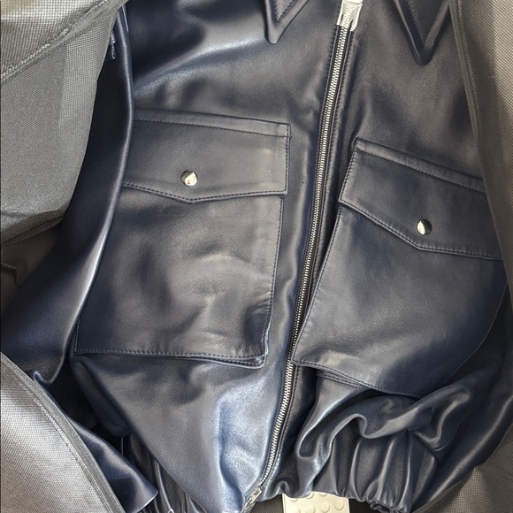 NWT KHAITE Owey Leather Jacket (Navy, Small) - Picture 6 of 6